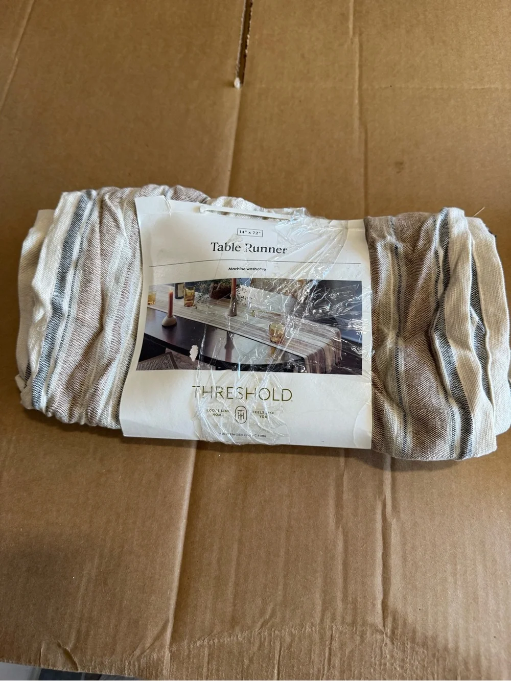 Threshold Cotton Striped Table Runner  Size 14” x 72”